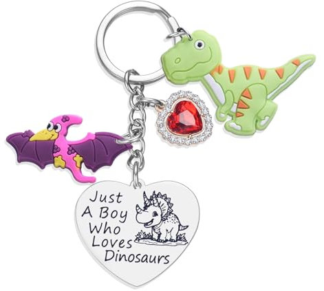 Melix Home Porte-clés dinosaure Kawaii pour fils, enfants, neveu, adolescents, garçons, cadeau d'anniversaire, Porte-clés dinosaure, Medium