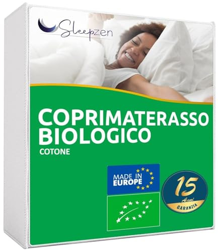 Sleepzen - Protege Matelas 140x200cm Alese 100% Coton Bio Certifié Oeko-Tex® - Barrière Contre Les Acariens, Hypoallergénique, Respirant, Silencieux - Fabriqué en Europe - Format Alèse Plateau