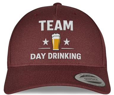 tshirtladen Snapback Cap Team Day Drinking – Lustige Cap mit Bierglas Stickerei für Herren, Festival Snapback mit Spruch, PartyCap Trinken, Bier Sprüche Trucker Haube Männer, Feiern Accessoire