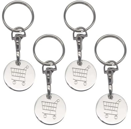 YIXINHE 4 Pcs New Pound UK Coin Trolley Token |Trolly Shopping Coin | Trolley Tokens for Supermarket Cart Trolley Key | Shopping Trolley Token Keyrings