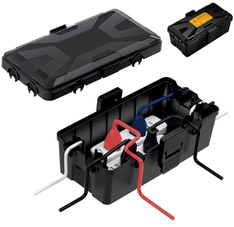 Caja de Cable Resistente al Agua IP54 26,1×15×9,4 cm Caja Eléctrica Exterior con 6 Salidas de Cables para Enchufes Extensiones Temporizadores y accesorios Eléctricos Resistente a la Intemperie(Negro)