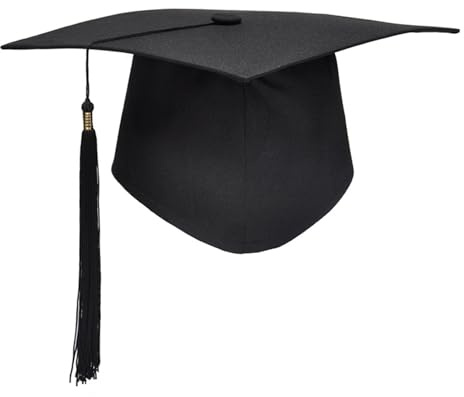 Bachelor Hut Doktorhut Absolventenkappe, Graduation Cap für Studium und Abitur, Universität und Hochschule, Verstellbarer Abschluss Hut mit Quaste, Einfach und atmosphärisch Schwarz-Schwarze Quaste