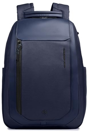 Piquadro Laptop Reiserucksack 15,6 aus recycled Stoff Unisex Leder und Stoff blau