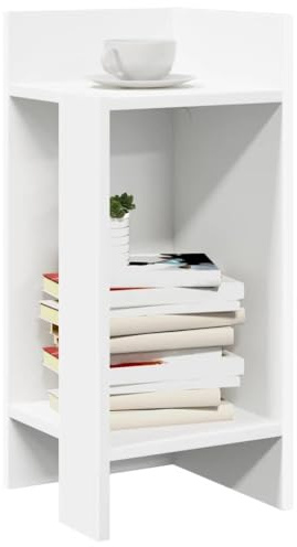 Zeehear Lot de 2 tables d'appoint avec étagère - Blanc - 25,5 x 27 x 60 cm - En bois - Table de chevet polyvalente pour salon et chambre à coucher