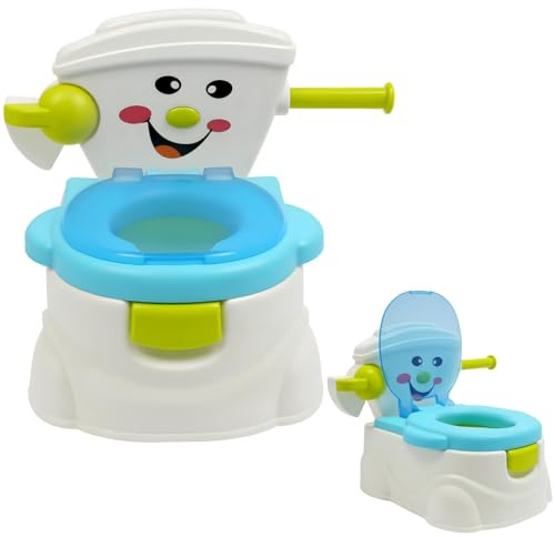 Potty Training Toilettes pour enfants avec couvercle, toilettes Smiley, antidérapantes et faciles à nettoyer, pour bébés et tout-petits, de 6 mois à 5 ans, bleu