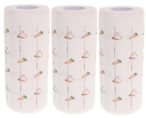 PRETYZOOM 3 Rolls Disposable Paper Towels Kitchen Wipe Paper Bulk Wood Pulp Material Adorable Design Easy Tear Off Convenient Cleaning Tasks
