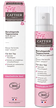 Cattier Beruhigende Tagescreme, rosa Heilerde, empfindliche Haut, zertifizierte Naturkosmetik, 50 ml