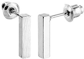 Ohrstecker Geo Balken 18k vergoldet minimalistisch als dezenter Ohrring oder Mitbringsel für Freundin, Mutter, Tochter und Enkelin (Silber)