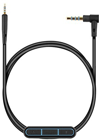 kwmobile Cable para Cascos Bose QuietComfort 35 / 35II / 25 / QC25 / QC35 II / QC35 / On-Ear 2 / OE2 / OE2i / SoundTrue - Cable de Repuesto 150CM con micrófono y Conector Jack Negro