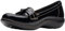 Clarks Ashland Bubble, Mocassino Donna, Plastica Verniciata Nera Crinkle, 39.5 EU Larga