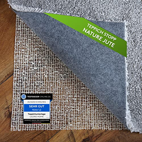 Lileno Home Non-Slip Jute Carpet Underlay (80 x 150 cm) - Suitable For Underfloor Heating, Anti-Slip Carpet Mat for Smooth, Hard and Uneven Floors - Carpet Stopper for a Safe Home