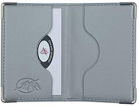 DCT Porte 2 Cartes bancaire blindés Gris Argent Anti-piratage Simili Cuir Fabrication Française