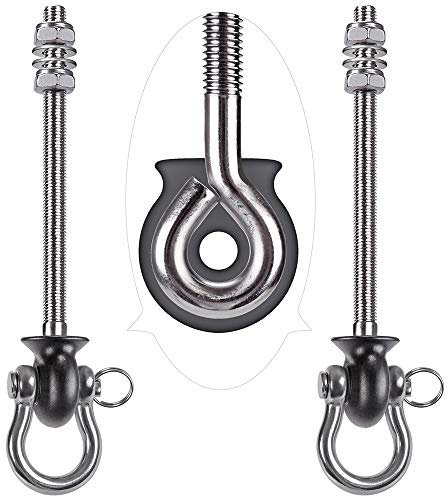 Dolibest 2er Schaukelhaken Holzbalken, 245mm Hängematte Befestigung M8 Schwerlast Hängesessel Aufhängung Betondecke Edelstahl Drehbar Boxsack Deckenhalterung ösenhaken zum Schrauben, Bis 680kg