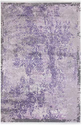 carpetfine Mara Teppich Violett 70x240 cm | Moderner Teppich für Wohn- und Schlafzimmer