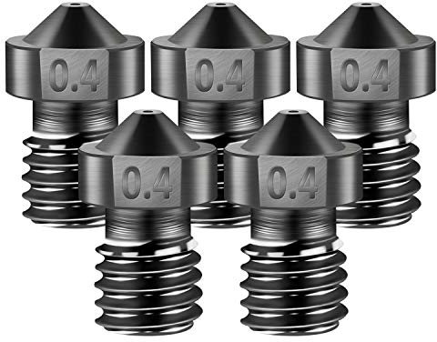 SIMAX3D [3D Drucker Düse Set](5PCS*0,4mm), E3D V6 gehärteter Stahl Hochtemperatur Nozzle, kompatibel mit Prusa i3,Anycubic i3 mega All Metal Hot End