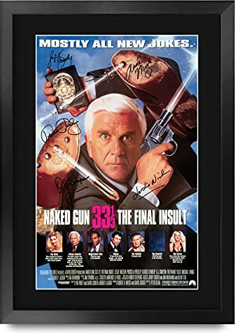 HWC Trading FR A3 Naked Gun 3 Leslie Nielsen Gifts gedrucktes Poster signiertes Autogramm für Film-Fans – A3 gerahmt