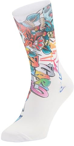 Carlo Colucci Bedruckte Socken im Graffiti-Style, 1er Pack Weiß 43-46