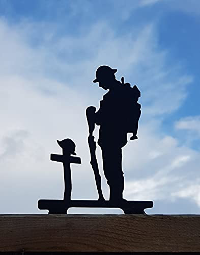 JR Hangers And Crafts Metal Lest We Forget Fence Post Topper, Garden Ornament, Garden Decor, Metal Art, Black