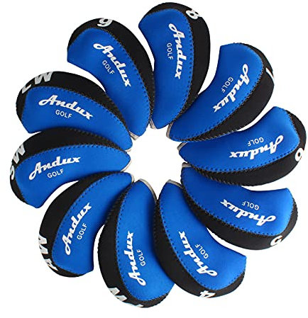 Andux 10pack/set Neoprene Golf Iron Club Head Covers Black/blue MT/A04