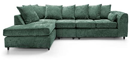 Abakus Direct Harriet Corner Sofa - Rifle Green Crushed Chenille - 2 Seater, 3 Seater, U-Shaped Sofa & Footstool Options (Corner left)