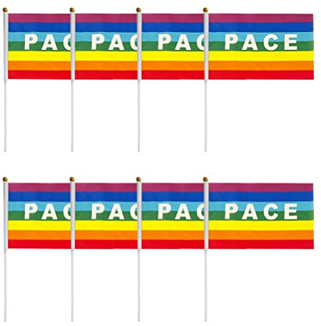 Bandiera della Mini Pace 50/100 Pezzi, Bandiere Arcobaleno Resistenti, Bandiera della Pace del Poliestere, Stampa Fronte-Retro E Solido Liscio, per Festival Festa Parata Par