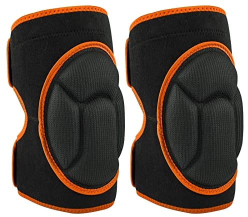 Rodilleras para el trabajo, rodilleras protectoras de jardín para evitar colisiones antideslizantes para mujeres y hombres, rodilleras multifunción para jardinería, deporte(negro con borde naranja)