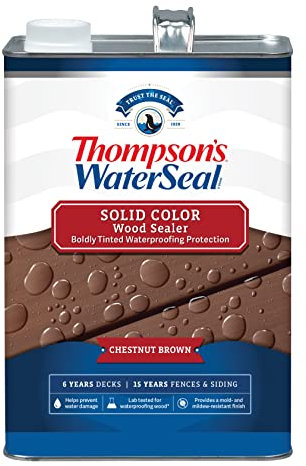 Thompson's Water Seal Scellant à bois de couleur unie, Peinture Bois Exterieur Imperméabilisant, marron châtaigne, 1 gallon