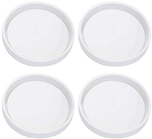 Gkhowiu Lot de 4 sous-verres ronds en silicone, diamètre 10 cm, moules pour moulage avec résine, ciment