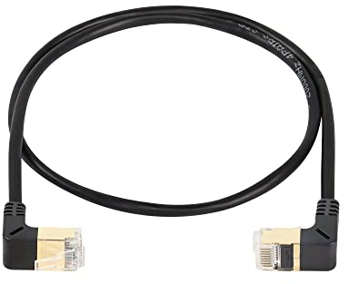 SinLoon Cable Ethernet RJ45 Cat8, cable de red Cat8 de alta velocidad de 90 grados macho a macho, cable de conexión SFTP de 40 Gbps de 2000 MHz para servidor de módem enrutador (de arriba a abajo)