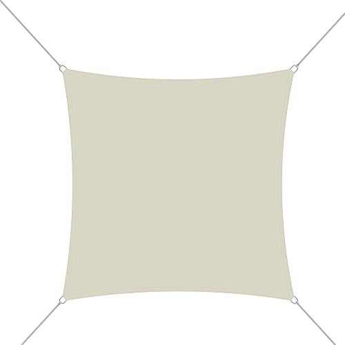 Vela Ombreggiante Quadrata Parasole Tenda Da Sole 180 gr/m² Traspirante Anti UV Impermeabile Resistente Esterno Giardino Piscina Terrazzo Funi Ancoraggio Occhielli In Acciaio (3.6 x 3.6 m, Crema)
