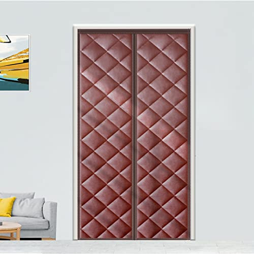 Cortina Aislante Magnética para Puertas, Aislamiento para el Invierno. Ideal para Habitaciones Con Aire Acondicionado y Calefacción. No Requiere Perforación, Fácil de Instalar. 90 x 185cm, Marrón