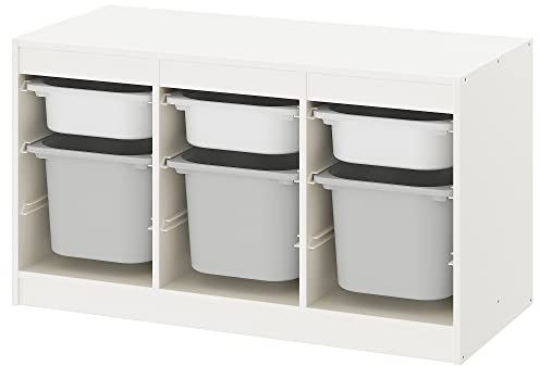 IKEA Aufbewahrungskombination TROFAST, 99 x 44 x 56 cm, weiß/grau, Holzwerkstoff