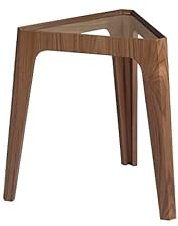 Angel Cerdá - Dreieckiger Ecktisch aus gehärtetem Glas und Walnussholzstruktur - Modernes und vielseitiges Design für Wohnzimmer, Schlafzimmer oder Lesebereich - 58 x 50 x 55 cm