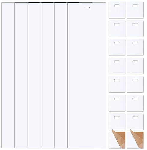 XLSXEXCL 22 Pieces Vertical Blind Replacement Slats and Repair Tabs Set 6 Pieces White PVC Vertical Blind Slats Replacement Parts with 32 Clear Vertical Blind Repair Tabs for Sliding Door Window