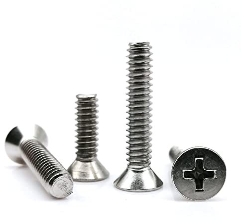 TS-Screw, 50 Stück UNC 2#-56 4#-40 6#-32 8#-32 10#-24 US-Grobgewinde 304 Edelstahl Kreuzschlitzschraube mit flachem Senkkopf(1/4,50pcs UNC 6-32)
