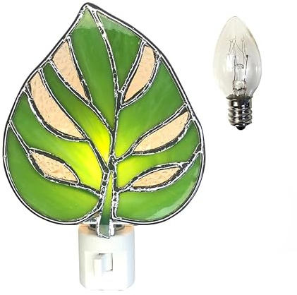 DUONAYU Stained Glass Monstera Deliciosa Liebm Night Light Plant Night Light Bedroom Bed Light Gifts from Nature, Natural Night Light DYM9015