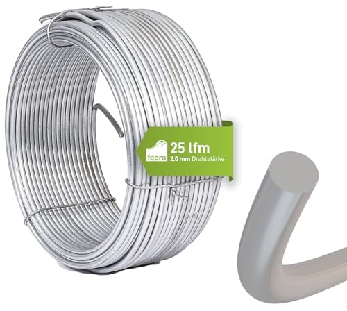 Fepro® Bindedraht 2,0 mm x 25 m, dick verzinkt - witterungsbeständig, ideal für Forst, Wildzaun, Garten oder basteln