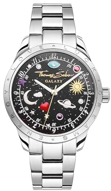 THOMAS SABO Uhr mit kosmischem Zifferblatt in Schwarz silberfarben Edelstahl, Edelstahl Silberfarben