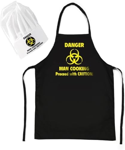 CKB LTD Danger Man Barbecue Cooking Apron and Hat Kitchen BBQ Novelty Chef Aprons for Men Gift Set