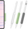 AHASTYLE 3 Pezzi Grip Custodia Silicone Ergonomica per Apple Pencil Pro, 2. Generazione e USB-C (Bianco+Grigio+Verde)