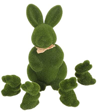 Ciieeo 5st Mooskaninchen Ostern Kannichen Figur Grüne Häschenverzierung Osterfigur Tischdekoration Zu Ostern Gartendekoration Beflockter Osterhase Grashase Glas Spielzeug Künstliches Moos