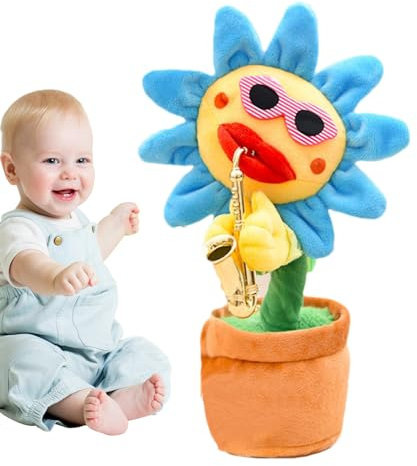 Singende Sonnenblume, sprechende Sonnenblume | Leuchtender Blumenplüsch wiederholt, was Sie sagen,Lustiges Geschenk zum Singen und Tanzen, Musikalisches Geschenk mit 200 Liedern für Kinder ab 18 Lnhgh