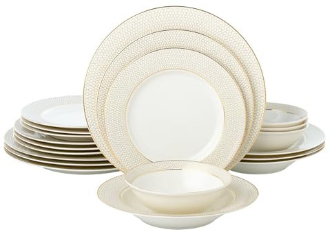 Joseph Sedgh Collection Geschirrset Robin, 20-teilig, Knochenporzellan, Service für 4 Personen, Gold und Metallic