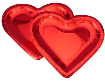 FSSTUD 24 piatti di carta per San Valentino, a forma di cuore, piatti da dessert, anniversari, matrimoni, compleanni, a forma di amore, piatti spessi, romantici, rossi