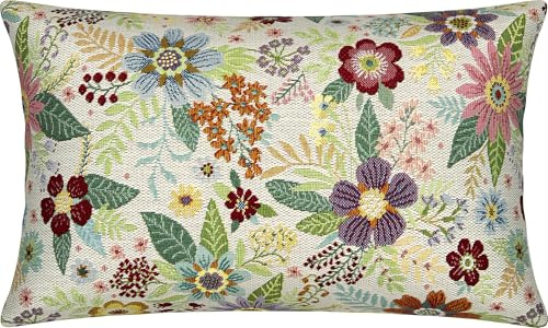 Erwin Müller Kissenhülle Blumen Jacquard Natur-bunt Größe 30x50 cm