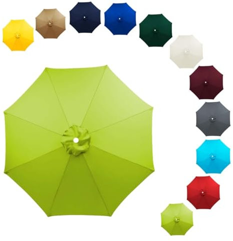 Auvent de Remplacement pour Parasol de Terrasse de 200cm 230cm 270cm 300cm Toile Parasol 6 Baleines 8 Baleines Housse de Rechange pour Jardin Plage Marché ( Color : Grass green , Size : 8Ribs-300cm/10