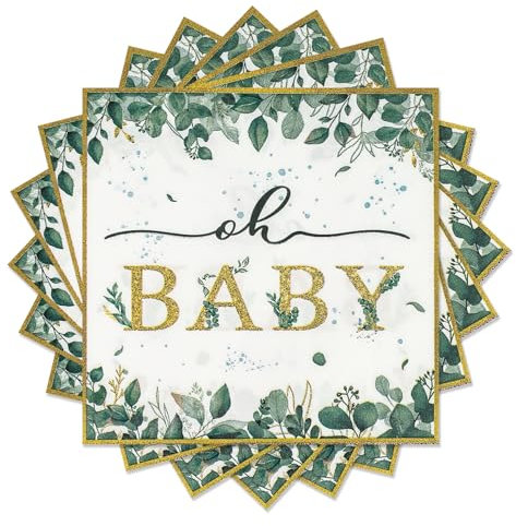 20 Stück Babyparty Servietten,33x33cm Grüne Deko Junge Mädchen Servietten für Junge Mädchen Babyparty Decorations