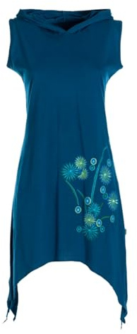 Vishes ärmelloses Damen-Kleid in Türkis I Größe XL (42) I Handgefertigt aus 100% Baumwolle I Kleid mit Kapuze I Ideal für Frühjahr & Sommer I Nachhaltige Alternative Bekleidung