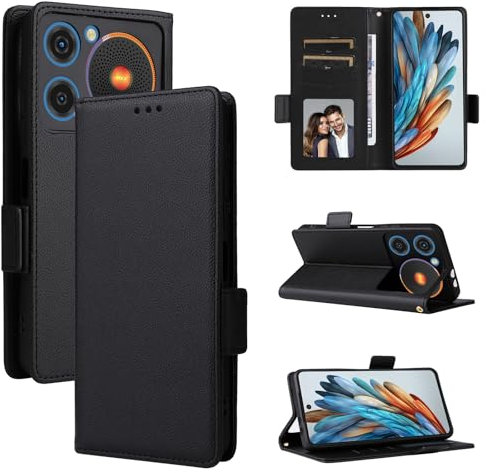 BELLA BEAR Funda para ZTE Nubia Music, Funda Tipo Billetera de Cuero con Tapa magnética, Funda con función Atril, Funda Protectora a Prueba de Golpes para ZTE Nubia Music-Negro