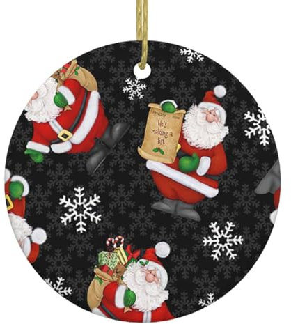 Merry Christmas Happy Print - Albero di Natale in ceramica, ornamenti da appendere per la casa, feste, vacanze, decorazioni